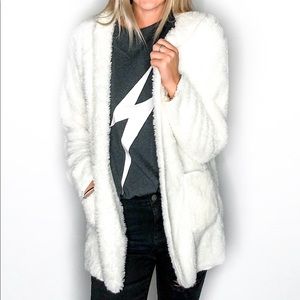 White faux fur jacket